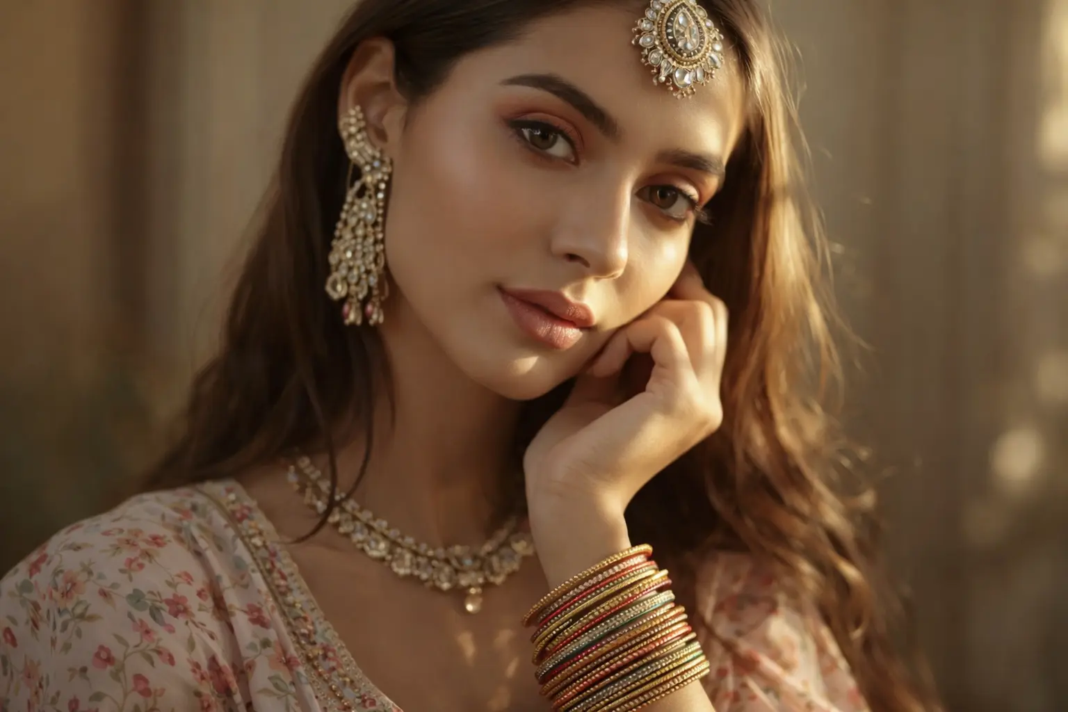 Accessories to elevate summer wedding look with statement earrings, bangles and minimal makeup for Indian women
