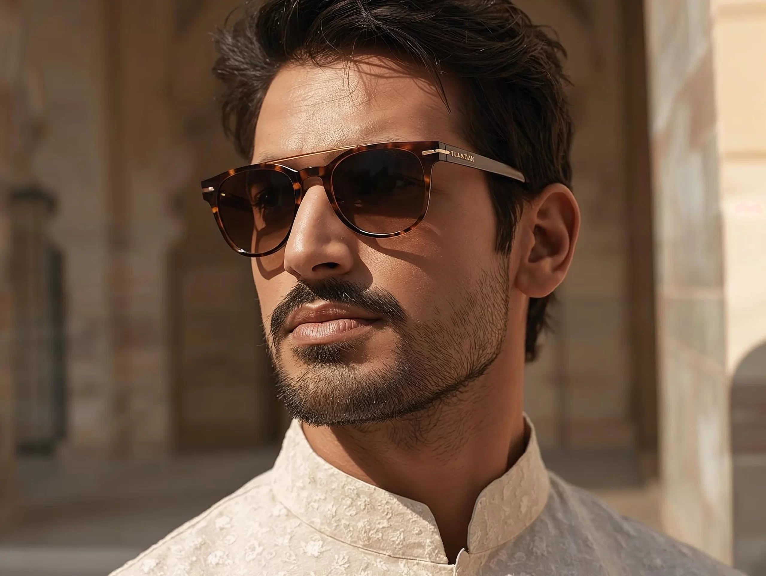Classic neutral sunglasses for daytime outdoor wedding functions as summer wedding accessories for men with ethnic wear