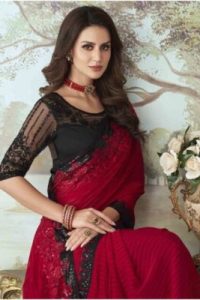 blouse designs on red saree